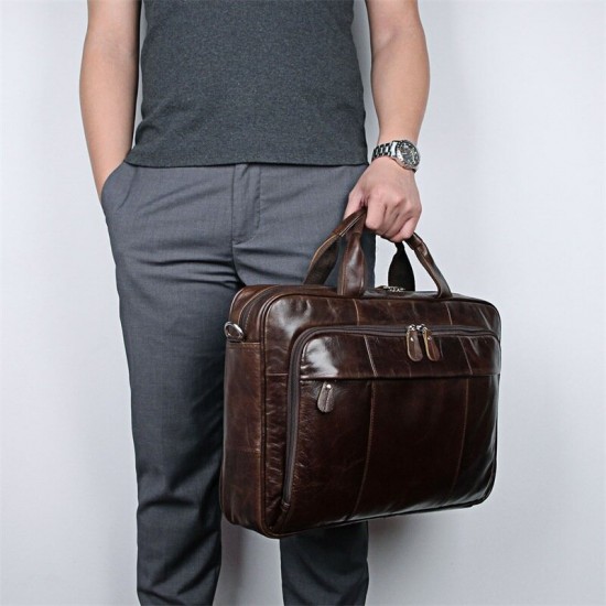 Men Genuine Leather Large Capacity Multifunction 4 Pen Loops 14 Inch Laptop Bag Messenger Bag Briefcases Crossbody Bags Men Genuine Leather Large Capacity Multifunction 4 Pen Loops 14 Inch Laptop Bag Messenger Bag Briefcases Crossbody Bags