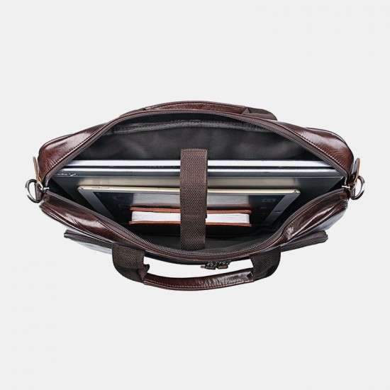 Men Genuine Leather Large Capacity Multifunction 4 Pen Loops 14 Inch Laptop Bag Messenger Bag Briefcases Crossbody Bags Men Genuine Leather Large Capacity Multifunction 4 Pen Loops 14 Inch Laptop Bag Messenger Bag Briefcases Crossbody Bags