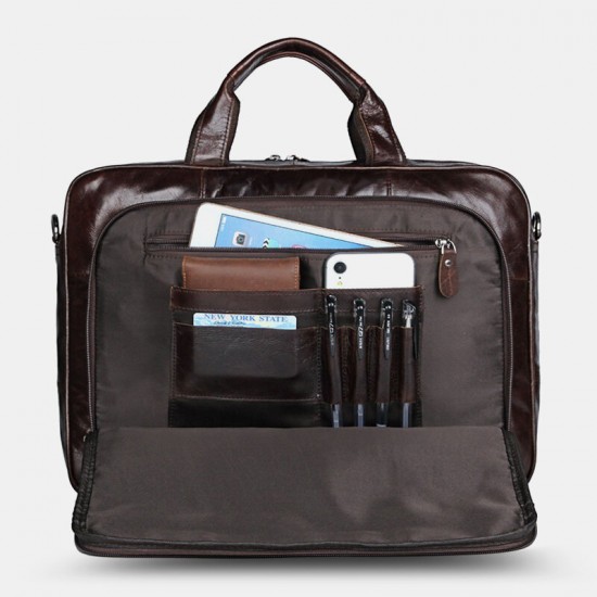 Men Genuine Leather Large Capacity Multifunction 4 Pen Loops 14 Inch Laptop Bag Messenger Bag Briefcases Crossbody Bags Men Genuine Leather Large Capacity Multifunction 4 Pen Loops 14 Inch Laptop Bag Messenger Bag Briefcases Crossbody Bags