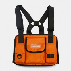 Unisex Oxford Cloth Letter Pattern Multi-Pocket Tactical Bag Chest Bag Backpack