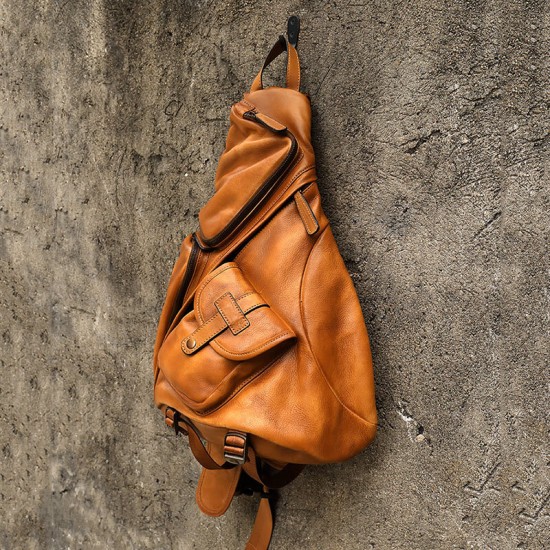 Ekphero Men Triangle Chest Bag Retro Pu Leather B6 Paratroopers Large Capacity Leather Soft Casual Bags Shoulder Bag Ekphero Men Triangle Chest Bag Retro Pu Leather B6 Paratroopers Large Capacity Leather Soft Casual Bags Shoulder Bag