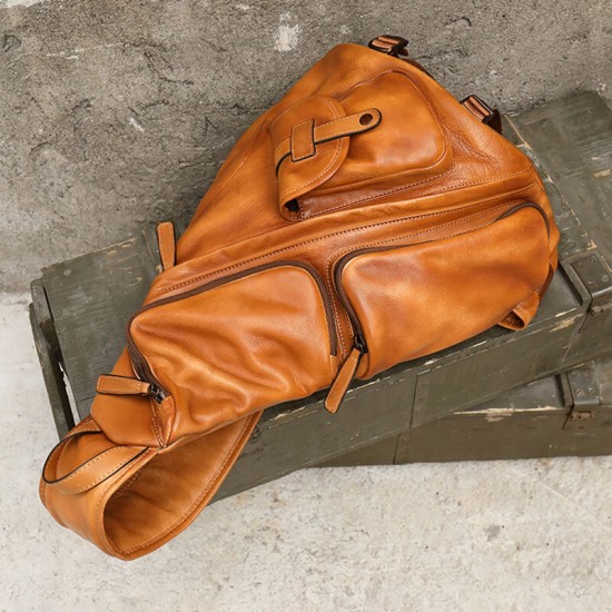 Ekphero Men Triangle Chest Bag Retro Pu Leather B6 Paratroopers Large Capacity Leather Soft Casual Bags Shoulder Bag Ekphero Men Triangle Chest Bag Retro Pu Leather B6 Paratroopers Large Capacity Leather Soft Casual Bags Shoulder Bag