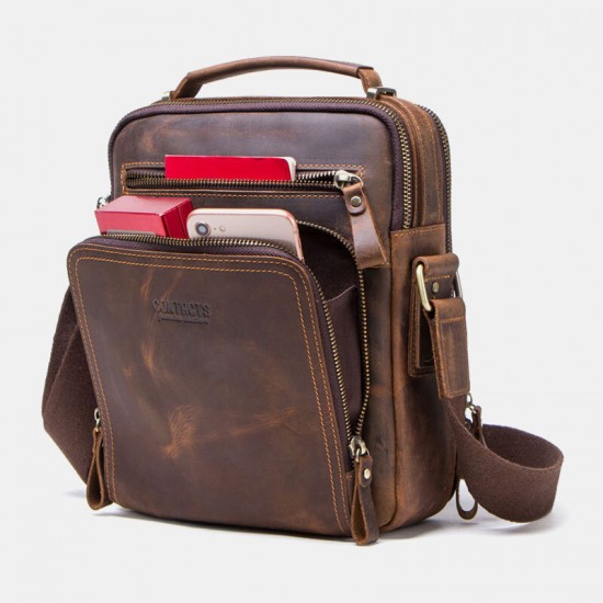 Men Genuine Leather Multifunction Multi-Pocket Vintage Briefcases Messenger Bag Crossbody Bag Handbag Men Genuine Leather Multifunction Multi-Pocket Vintage Briefcases Messenger Bag Crossbody Bag Handbag