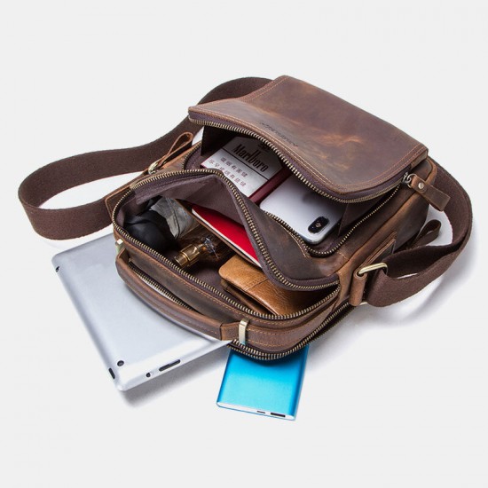 Men Genuine Leather Multifunction Multi-Pocket Vintage Briefcases Messenger Bag Crossbody Bag Handbag Men Genuine Leather Multifunction Multi-Pocket Vintage Briefcases Messenger Bag Crossbody Bag Handbag
