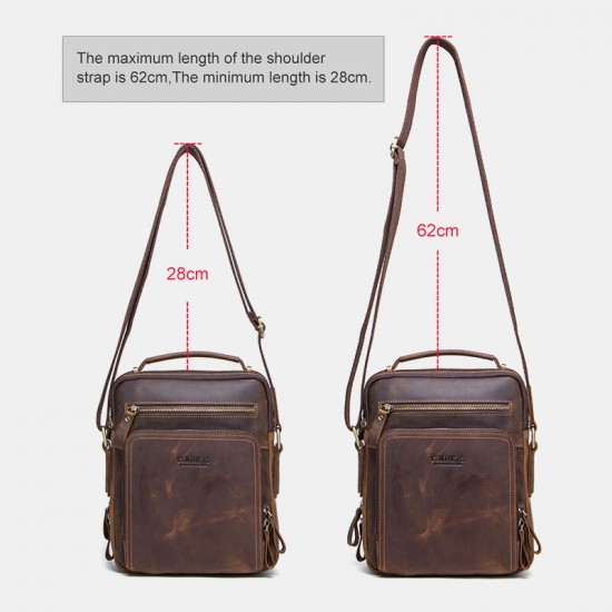 Men Genuine Leather Multifunction Multi-Pocket Vintage Briefcases Messenger Bag Crossbody Bag Handbag Men Genuine Leather Multifunction Multi-Pocket Vintage Briefcases Messenger Bag Crossbody Bag Handbag