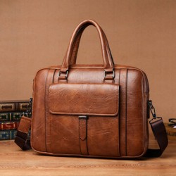 Men PU Leather Multifunction Multi-Pocket Vintage Messenger Bag Crossbody Bag Handbag Shoulder Bag