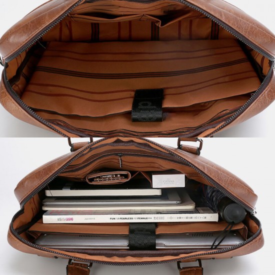 Men PU Leather Multifunction Multi-Pocket Vintage Messenger Bag Crossbody Bag Handbag Shoulder Bag Men PU Leather Multifunction Multi-Pocket Vintage Messenger Bag Crossbody Bag Handbag Shoulder Bag