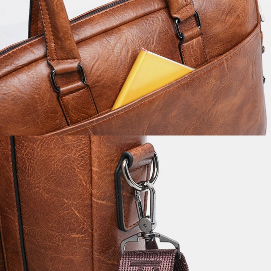 Men PU Leather Multifunction Multi-Pocket Vintage Messenger Bag Crossbody Bag Handbag Shoulder Bag Men PU Leather Multifunction Multi-Pocket Vintage Messenger Bag Crossbody Bag Handbag Shoulder Bag