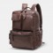 Men PU Leather Multi-pocket Breathable Backpack Retro Large Capacity 14 Inch Laptop Bag