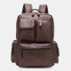 Men PU Leather Multi-pocket Breathable Backpack Retro Large Capacity 14 Inch Laptop Bag Men PU Leather Multi-pocket Breathable Backpack Retro Large Capacity 14 Inch Laptop Bag