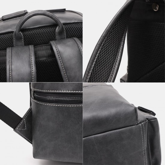 Men PU Leather Multi-pocket Breathable Backpack Retro Large Capacity 14 Inch Laptop Bag Men PU Leather Multi-pocket Breathable Backpack Retro Large Capacity 14 Inch Laptop Bag