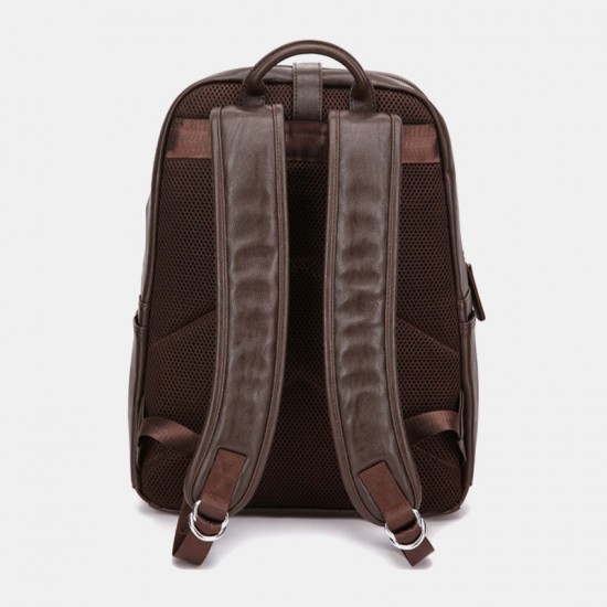 Men PU Leather Large Capacity Multi-pocket Vintage 14 Inch Laptop Backpack Men PU Leather Large Capacity Multi-pocket Vintage 14 Inch Laptop Backpack