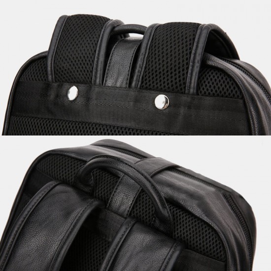 Men PU Leather Large Capacity Multi-pocket Vintage 14 Inch Laptop Backpack Men PU Leather Large Capacity Multi-pocket Vintage 14 Inch Laptop Backpack