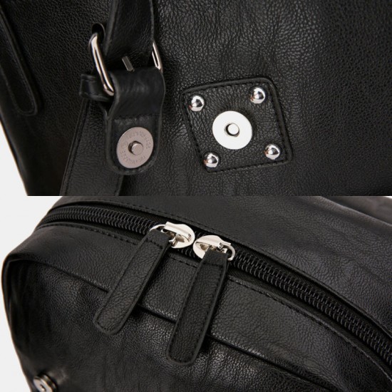 Men PU Leather Large Capacity Multi-pocket Vintage 14 Inch Laptop Backpack Men PU Leather Large Capacity Multi-pocket Vintage 14 Inch Laptop Backpack