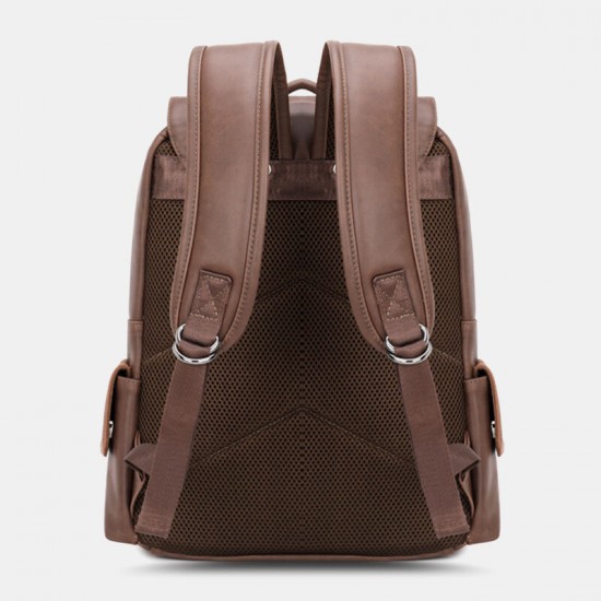 Men Vintage Large Capacity PU Leather Multi-pocket 14 Inch Laptop Bag Backpack Men Vintage Large Capacity PU Leather Multi-pocket 14 Inch Laptop Bag Backpack