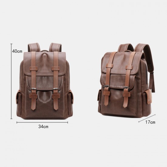 Men Vintage Large Capacity PU Leather Multi-pocket 14 Inch Laptop Bag Backpack Men Vintage Large Capacity PU Leather Multi-pocket 14 Inch Laptop Bag Backpack