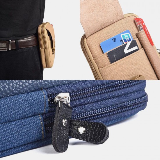 Men Canvas Multi-pocket Outdoor Sports 6.3 Inch Phone Bag Waist Bag Sling Bag Men Canvas Multi-pocket Outdoor Sports 6.3 Inch Phone Bag Waist Bag Sling Bag