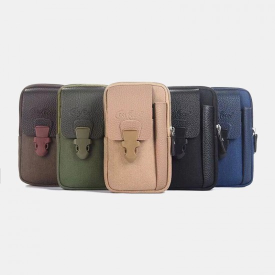 Men Canvas Multi-pocket Outdoor Sports 6.3 Inch Phone Bag Waist Bag Sling Bag Men Canvas Multi-pocket Outdoor Sports 6.3 Inch Phone Bag Waist Bag Sling Bag