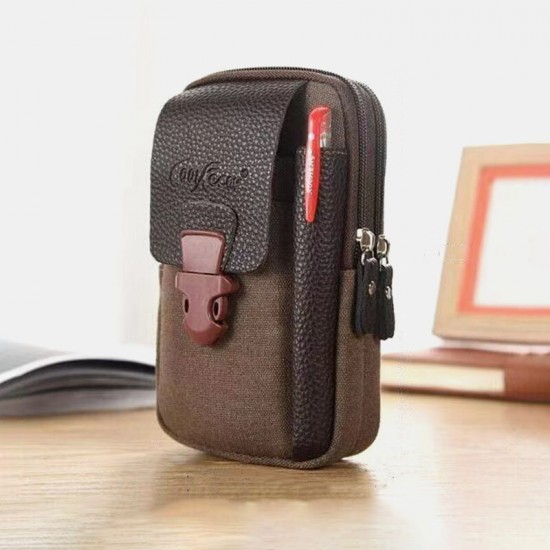 Men Canvas Multi-pocket Outdoor Sports 6.3 Inch Phone Bag Waist Bag Sling Bag Men Canvas Multi-pocket Outdoor Sports 6.3 Inch Phone Bag Waist Bag Sling Bag