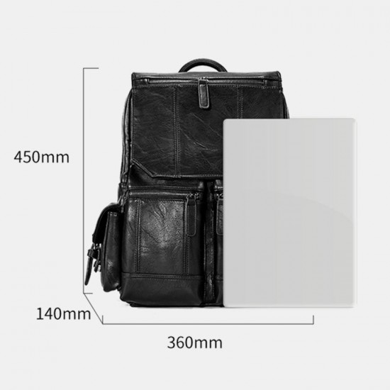 Men Stitching Large Capacity Waterproof PU Leather Backpack Retro Multi-pocket 15.6 Inch Laptop Bag Men Stitching Large Capacity Waterproof PU Leather Backpack Retro Multi-pocket 15.6 Inch Laptop Bag