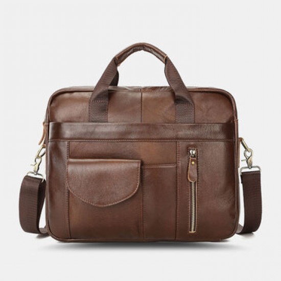 Men Genuine Leather Multi-pocket Vintage 14 Inch Laptop Bag Briefcases Crossbody Bag Shoulder Bag Handbag Men Genuine Leather Multi-pocket Vintage 14 Inch Laptop Bag Briefcases Crossbody Bag Shoulder Bag Handbag