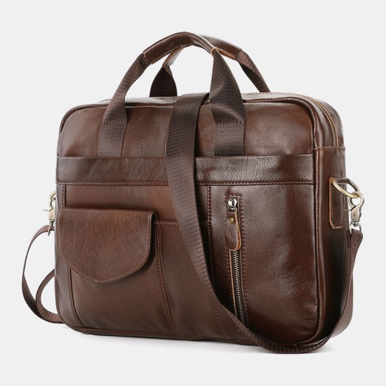 Men Genuine Leather Multi-pocket Vintage 14 Inch Laptop Bag Briefcases Crossbody Bag Shoulder Bag Handbag Men Genuine Leather Multi-pocket Vintage 14 Inch Laptop Bag Briefcases Crossbody Bag Shoulder Bag Handbag