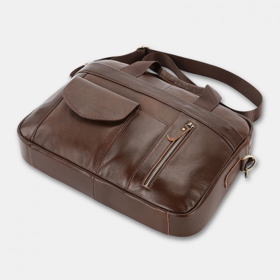 Men Genuine Leather Multi-pocket Vintage 14 Inch Laptop Bag Briefcases Crossbody Bag Shoulder Bag Handbag Men Genuine Leather Multi-pocket Vintage 14 Inch Laptop Bag Briefcases Crossbody Bag Shoulder Bag Handbag