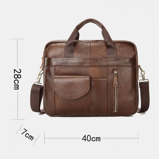 Men Genuine Leather Multi-pocket Vintage 14 Inch Laptop Bag Briefcases Crossbody Bag Shoulder Bag Handbag Men Genuine Leather Multi-pocket Vintage 14 Inch Laptop Bag Briefcases Crossbody Bag Shoulder Bag Handbag