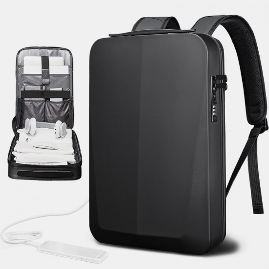 Men 15.6 inch Computer Bag Business Waterproof USB Charging Port Password Lock Anti-theft Plastic Hard Shell Large Capacity Backpack Men 15.6 inch Computer Bag Business Waterproof USB Charging Port Password Lock Anti-theft Plastic Hard Shell Large Capacity Backpack