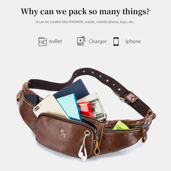 Men Genuine Leather Multifunctional Headphone Hole Vintage Phone Bag Waist Bag Chest Bag Crossbody Bag Shoulder Bag Men Genuine Leather Multifunctional Headphone Hole Vintage Phone Bag Waist Bag Chest Bag Crossbody Bag Shoulder Bag