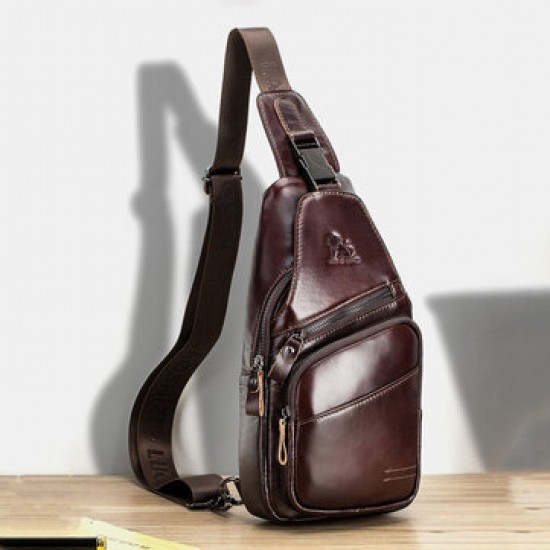 Men Genuine Leather Hasp Headphone Hole Large Capacity Vintage 6.5 Inch Phone Bag Chest Bag Crossbody Bag Shoulder Bag Men Genuine Leather Hasp Headphone Hole Large Capacity Vintage 6.5 Inch Phone Bag Chest Bag Crossbody Bag Shoulder Bag