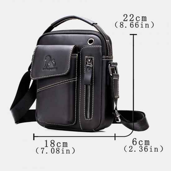 Men Genuine Leather Wear-resistant Headphone Hole Multi-pocket Vintage Crossbody Bag Shoulder Bag Men Genuine Leather Wear-resistant Headphone Hole Multi-pocket Vintage Crossbody Bag Shoulder Bag