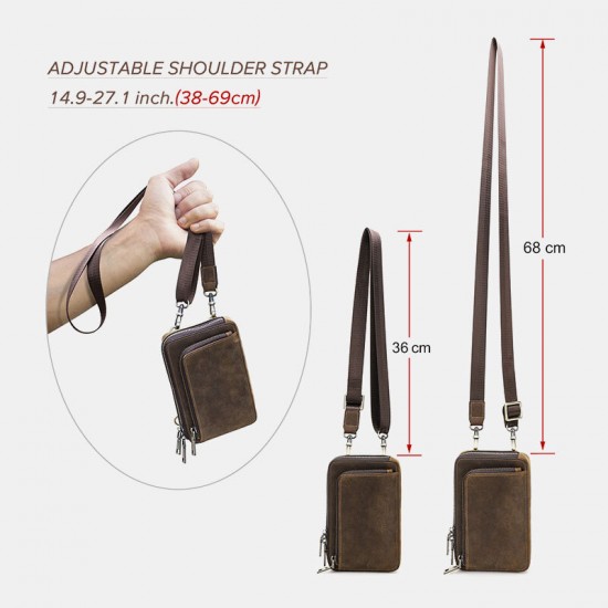 Men Vintage Genuine Leather Zip Side Convertible Straps Crossbody Bag Large Capacity Belt Bag Waist Bag Men Vintage Genuine Leather Zip Side Convertible Straps Crossbody Bag Large Capacity Belt Bag Waist Bag