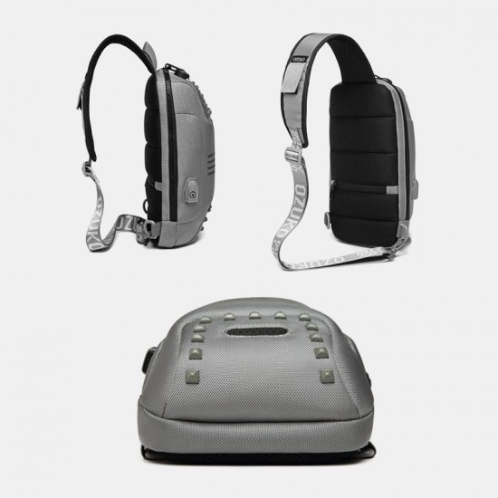 Men Oxford Letter Front Password Lock Anti-theft Design USB Charging Crossbody Bag Multi-pockets Multi-compartments Chest Bag Men Oxford Letter Front Password Lock Anti-theft Design USB Charging Crossbody Bag Multi-pockets Multi-compartments Chest Bag