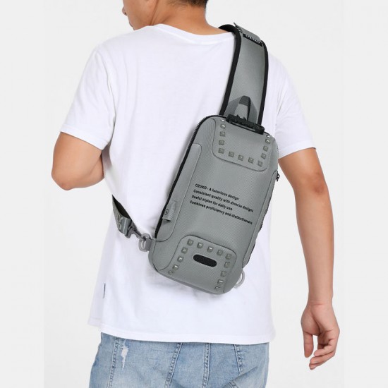 Men Oxford Letter Front Password Lock Anti-theft Design USB Charging Crossbody Bag Multi-pockets Multi-compartments Chest Bag Men Oxford Letter Front Password Lock Anti-theft Design USB Charging Crossbody Bag Multi-pockets Multi-compartments Chest Bag