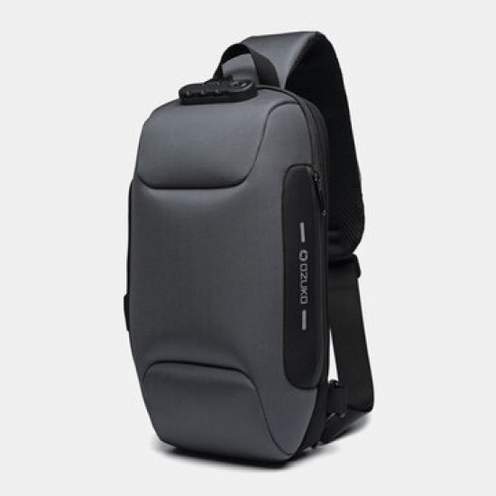 Men Oxford Password Lock Anti-theft Waterproof Reflective Design Crossbody Bag Multi-compartments USB Charging Chest Bag Men Oxford Password Lock Anti-theft Waterproof Reflective Design Crossbody Bag Multi-compartments USB Charging Chest Bag