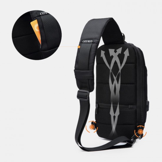 Men Oxford Password Lock Anti-theft Waterproof Reflective Design Crossbody Bag Multi-compartments USB Charging Chest Bag Men Oxford Password Lock Anti-theft Waterproof Reflective Design Crossbody Bag Multi-compartments USB Charging Chest Bag