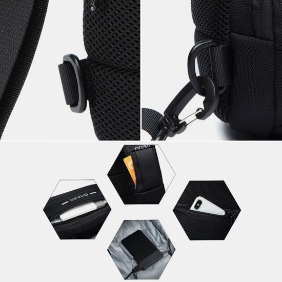 Men Oxford Password Lock Anti-theft Waterproof Reflective Design Crossbody Bag Multi-compartments USB Charging Chest Bag Men Oxford Password Lock Anti-theft Waterproof Reflective Design Crossbody Bag Multi-compartments USB Charging Chest Bag