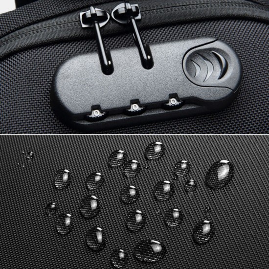 Men Oxford Password Lock Anti-theft Waterproof Reflective Design Crossbody Bag Multi-compartments USB Charging Chest Bag Men Oxford Password Lock Anti-theft Waterproof Reflective Design Crossbody Bag Multi-compartments USB Charging Chest Bag
