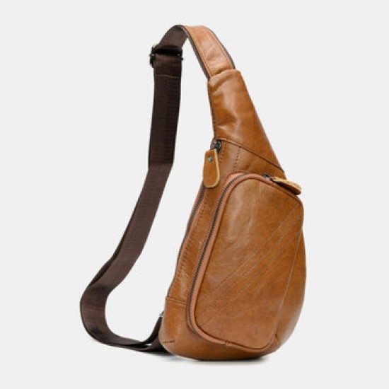 Men Genuine Leather Casual Chest Bags Anti-theft Retro 6.3 Inch Phone Bag Cowhide Crossbody Bags Men Genuine Leather Casual Chest Bags Anti-theft Retro 6.3 Inch Phone Bag Cowhide Crossbody Bags
