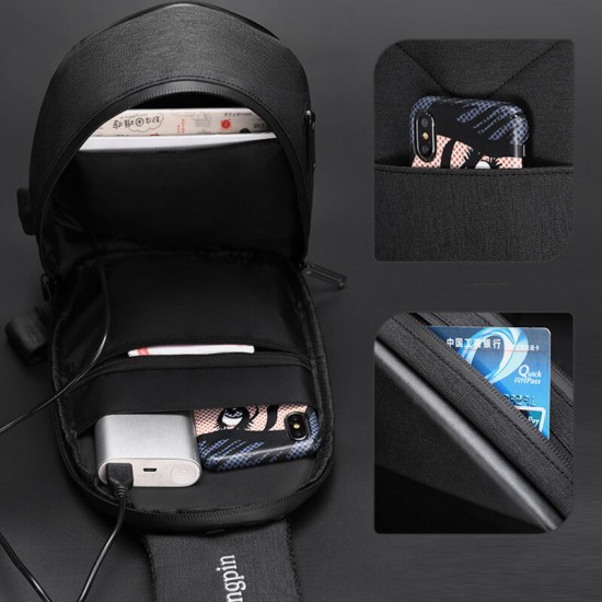 Unisex Classic 3D Rhombus Design USB Charging Chest Bag Multi-pockets Waterproof Wearable All-match Full Texture Crossbody Bags Unisex Classic 3D Rhombus Design USB Charging Chest Bag Multi-pockets Waterproof Wearable All-match Full Texture Crossbody Bags
