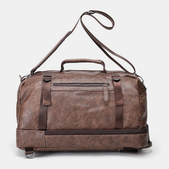 Men Multi-purpose PU Leather Backpack 15.6 Inch Large Capacity Multi-pocket Laptop Bag Handbag Crossbody Bags Men Multi-purpose PU Leather Backpack 15.6 Inch Large Capacity Multi-pocket Laptop Bag Handbag Crossbody Bags