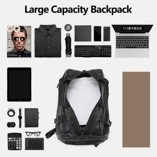 Men Multi-purpose PU Leather Backpack 15.6 Inch Large Capacity Multi-pocket Laptop Bag Handbag Crossbody Bags Men Multi-purpose PU Leather Backpack 15.6 Inch Large Capacity Multi-pocket Laptop Bag Handbag Crossbody Bags