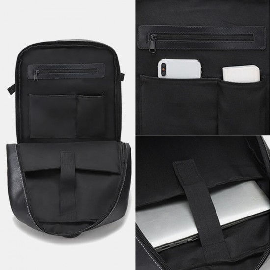 Men Multi-purpose PU Leather Backpack 15.6 Inch Large Capacity Multi-pocket Laptop Bag Handbag Crossbody Bags Men Multi-purpose PU Leather Backpack 15.6 Inch Large Capacity Multi-pocket Laptop Bag Handbag Crossbody Bags