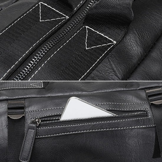 Men Multi-purpose PU Leather Backpack 15.6 Inch Large Capacity Multi-pocket Laptop Bag Handbag Crossbody Bags Men Multi-purpose PU Leather Backpack 15.6 Inch Large Capacity Multi-pocket Laptop Bag Handbag Crossbody Bags