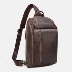 Ekphero PU Leather Multi-pocket Large Capacity Sling Bag Travel Outdoor Daypack Crossbody Chest Shoulder Bag For Men