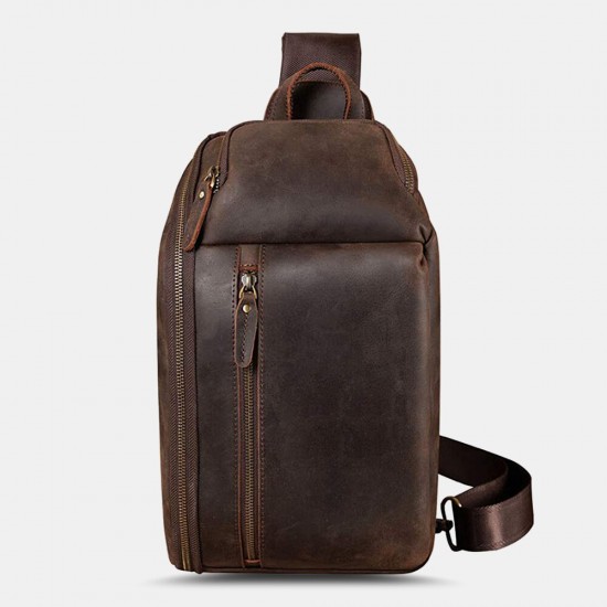 Ekphero PU Leather Multi-pocket Large Capacity Sling Bag Travel Outdoor Daypack Crossbody Chest Shoulder Bag For Men Ekphero PU Leather Multi-pocket Large Capacity Sling Bag Travel Outdoor Daypack Crossbody Chest Shoulder Bag For Men