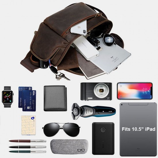 Ekphero PU Leather Multi-pocket Large Capacity Sling Bag Travel Outdoor Daypack Crossbody Chest Shoulder Bag For Men Ekphero PU Leather Multi-pocket Large Capacity Sling Bag Travel Outdoor Daypack Crossbody Chest Shoulder Bag For Men