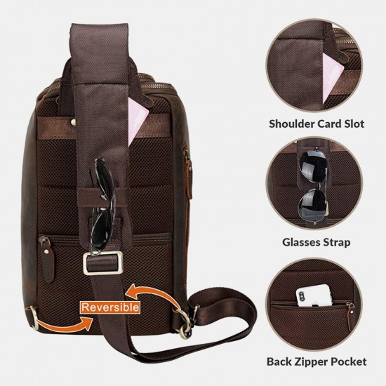 Ekphero PU Leather Multi-pocket Large Capacity Sling Bag Travel Outdoor Daypack Crossbody Chest Shoulder Bag For Men Ekphero PU Leather Multi-pocket Large Capacity Sling Bag Travel Outdoor Daypack Crossbody Chest Shoulder Bag For Men
