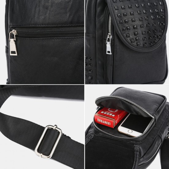 Men Rivet Decor PU Leather Chest Bag Waterproof Anti-theft Wearable Large Capacity Crossbody Bags Men Rivet Decor PU Leather Chest Bag Waterproof Anti-theft Wearable Large Capacity Crossbody Bags